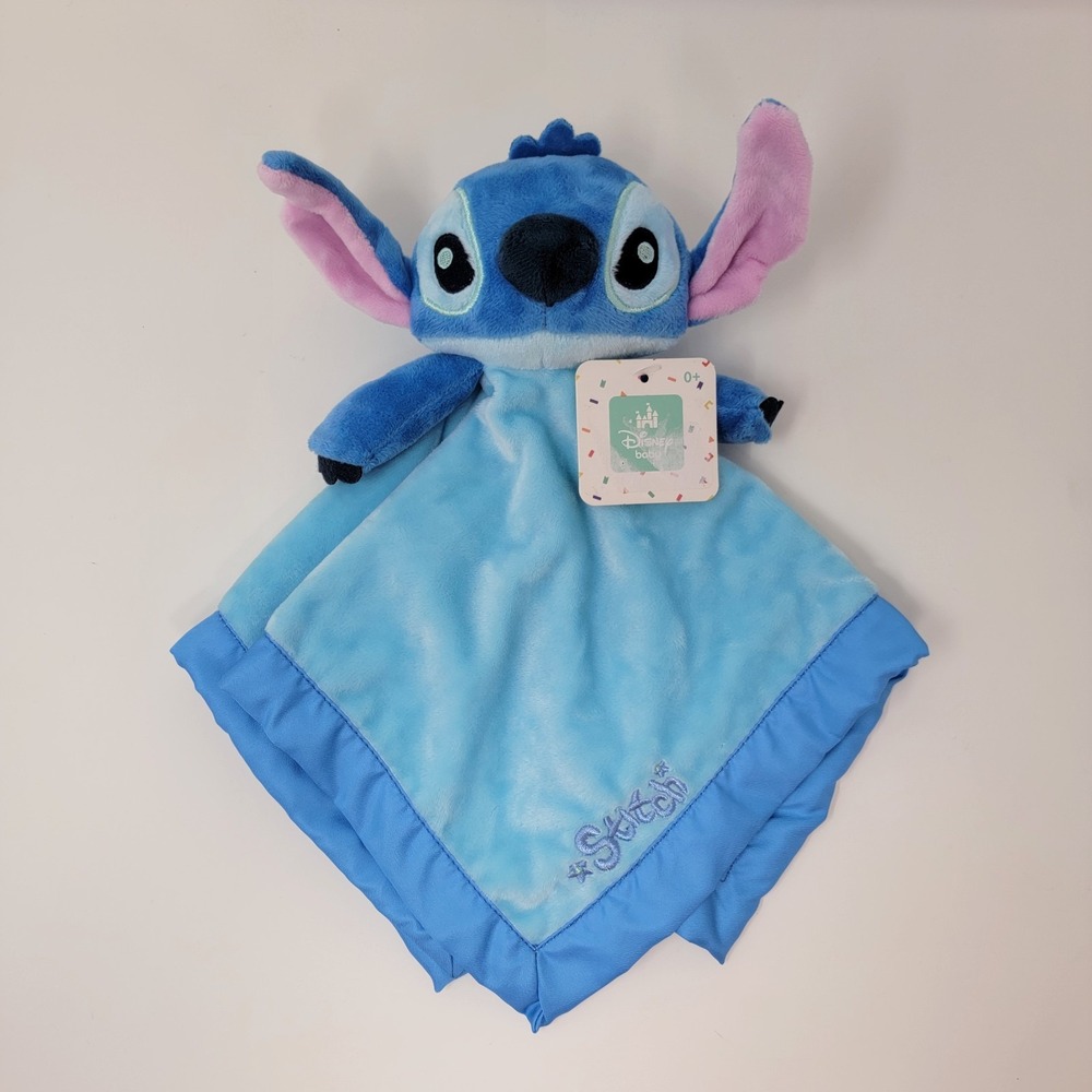 NWT Disney Baby Plush STITCH Blue Embroidered Security Blanket Lovey Nunu